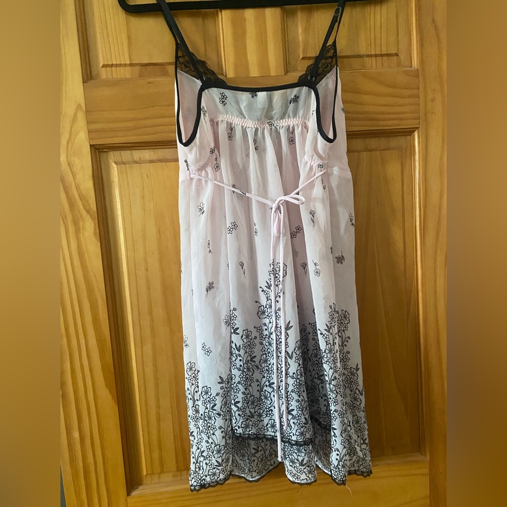 Apt 9 Pink Floral Lace Trim Chemise Babydoll Nightgown Slip Dress L - Picture 4 of 7